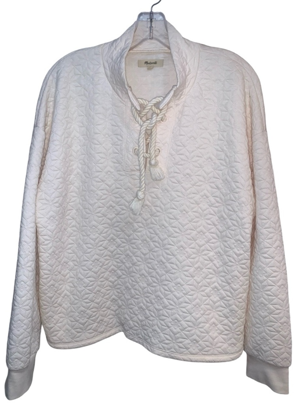Madewell Quilted Ivory Snowflake Pullover Ladies Size Large
